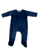 3–6 Month Navy Minky Footie Baby Romper with Zipper and Pima Cotton Jersey Lining