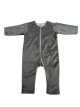 3–6 Month Silver Minky Baby Romper with Full Zipper and Pima Cotton Lining