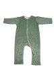 3–6 Month Sage Green Minky Dot Baby Romper with Zipper and Soft Pima Cotton Lining