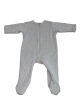 3–6 Months Footie Romper in White Minky Dot with full zipper and soft Pima cotton jersey lining for cozy comfort