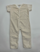12–18 Months Short Sleeve Romper in Ivory Solid Minky with 100% Pima Cotton Jersey Lining