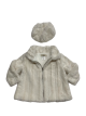 12–18 month baby coat and cap set in cream luxe stripe minky with cozy lining for warmth, comfort, and adorable cold-weather style.
