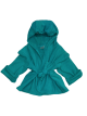 18-24 months teal baby bath robe made of soft Pima cotton with hood and tie belt – cozy and stylish toddler loungewear