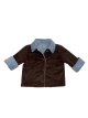 3-6 months baby jacket in brown with luxe lining and blue cuffs – cozy stylish baby outerwear