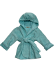 12-month teal baby bath robe made from soft pima cotton with hood and belt – cozy post-bath comfort for babies