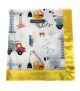 Soft Construction-Themed Baby Blanket with Cranes & Trucks, Featuring Plush Yellow Minky Fabric & Satin Trim – Perfect for Snuggles & Personalization