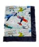 Airplane-Themed Baby Blanket with Fun Aviation Print, Soft Plush & Silky Navy Satin Trim – Cozy & Customizable Baby Gift by My Blanke.