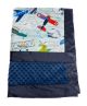 Airplane-Themed Baby Blanket with Fun Aviation Print, Soft Navy Dimple Minky & Silky Satin Trim – Cozy & Customizable Baby Gift by My Blanke.