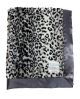 Snow Leopard Print Baby Blanket with Charcoal Satin Border – Ultra Soft | My Blankee