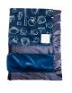 Sports-Themed Baby Blanket with Sketch-Style Sports Equipment, Soft Plush Navy Luxe & Silky Satin Trim – Cozy & Customizable Baby Gift by My Blanke."