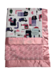 Hit The Road Pink Baby Blanket with Plush Rose Minky & Silky Satin Trim – Soft, Cozy & Customizable Baby Gift by My Blanke.