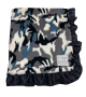 Camouflage Luxe Navy Satin Ruffle Baby Receiving Blanket – Soft, Stylish, and Cozy for Babies and Toddlers