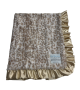 Luxe Jaguar Ivory Baby Blanket – Ultra Soft Plush with Tan Satin Ruffle, Cozy and Stylish for Babies and Toddlers