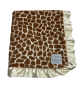 Giraffe Print Minky Baby Blanket – Ultra Soft Plush with Ivory Satin Ruffle, Cozy and Stylish for Babies and Toddlers