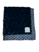 Luxe Bella Navy Moroccan Mini Tile Baby Receiving Blanket with Satin Border – Ultra Soft | My Blankee