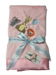 Personalized Baby Animal Luxe Pink Receiving Blanket Soft Adorable Baby Blanket with Embroidered Animal Designs