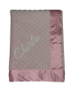 Light pink minky dot blanket with Heather white embroidery – My Blankee