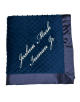 Navy minky dot blanket with Allura white embroidery – My Blankee