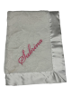 Personalized Luxe Bella White Satin Baby Swaddling Blanket with ultra-soft plush fabric, satin trim, and custom embroidered name.
Luxe Bella White Font: Montreal Thread Color: Rose Pink #2166