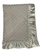 Ivory minky dot ruffle blanket with light pink Times New Roman embroidery – My Blankee