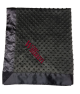 Charcoal minky dot blanket with burgundy Times New Roman embroidery – My Blankee