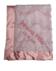 Personalized Luxe Bella Pink Soft Baby Swaddling Blanket with plush fabric and satin trim, embroidered name for a special touch.
Luxe Bella Pink Font: Gil San Thread Color : Light Pink #2177
