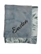 Personalized Luxe Bella Blue Ruffle Satin Baby Blanket with Soft Plush Fabric and Custom Embroidery Name for Newborns and Infants
