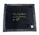 Black Minky Blanket with silky satin border, ultra-soft plush texture, and gold embroidered message "Think of this blanket as a hug from me to you."
