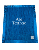 Personalized Luxe Bella baby blanket in royal blue with a satin border, ultra-soft plush texture, and centered embroidery option for custom text or name.