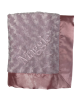 Personalized light pink luxe rose baby blanket with embroidered name "Maggie," featuring soft plush fabric and a silky satin border.