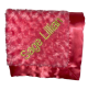 Personalized raspberry luxe rose baby receiving blanket with embroidered name "Sage Lillian," featuring plush fabric and silky satin trim.