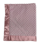 Personalized light pink minky dot blanket, Gill Sans font, tone-on-tone thread — handmade in LA by My Blankee