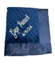 Navy blue minky dot baby blanket with Allura white thread embroidery and satin border – My Blankee
