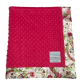 Minky Dot Raspberry Baby Receiving Blanket with Antique Floral Satin Border – Ultra-Soft, Elegant & Perfect for Newborns & Baby Showers