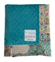 Minky Dot Teal baby blanket with plush texture, a colorful Poppy satin border, and a cozy design perfect for swaddling and warmth.

