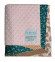 Minky Dot Pink baby blanket with plush texture and a vibrant Sofia satin border, offering warmth, softness, and an elegant design.

