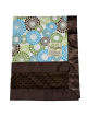 Circle Wind Pima Cotton Baby Blanket with Chocolate Brown Minky Dot Backing and Satin Trim, Personalized Option for Babies and Toddlers