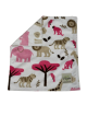 Soft pink safari animal print security blanket with cozy plush fabric. Perfect for babies and toddlers. Stylish, snuggly, and soothing.