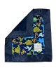 Dinosaur Navy Print Minky Security Lovey blanket with plush fabric & silky navy satin trim – ultra-soft, cozy, perfect for babies & toddlers.