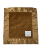 Espresso brown minky dot baby security blanket with silky satin border, plush, soft, and cozy, ideal for infants, toddlers, and travel comfort.