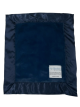 Navy Luxe Baby Security Blanket Double-Sided Soft Plush with Flat Satin Border & Personalized Embroidery Option
