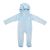 Blue Baby Hooded Footie Romper – Ultra-soft Minky Dot fabric with cozy hood. Available in a variety of colors. Warm and comfortable.