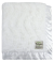 Luxe Bella white security baby blanket with ultra-soft plush minky fabric and smooth satin border for newborn comfort and soothing cuddles.