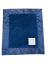 Navy blue minky dot baby security blanket with silky satin border, soft texture, perfect comfort item for infants and toddlers.