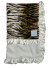 Tiger print Minky blanket with plush ivory Luxe fabric and silky satin ruffle trim, ultra-soft and perfect for snuggling, nursery decor, and gifting.