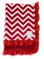 Chevron Red Minky baby blanket with plush Red Luxe Rose back & silky red satin ruffle trim – ultra-soft, cozy, and perfect for snuggles.