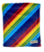 Ultra-soft baby blanket with vibrant rainbow diagonal stripes, cozy and lightweight design, perfect for stroller rides, naps, or baby gifts.

