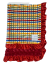Plaid Minky baby blanket with red Luxe Rose fabric and silky satin ruffle trim, ultra-soft, vibrant, and perfect for cuddling and gifting.