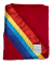 Red Luxe baby blanket with rainbow satin SunRains trim, ultra-soft plush texture, colorful comfort for strollers, naps, and baby travel.