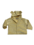 6–12 month baby hooded jacket in yellow minky dot fabric with bear ears and cozy lining. Warm, soft, and cute for chilly days.